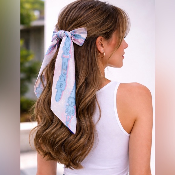 Louis Vuitton Accessories - Louis Vuitton 100 % Silk Bandeau Blue and Pink